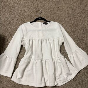 J. Crew White Tiered Bell Sleeve Tunic